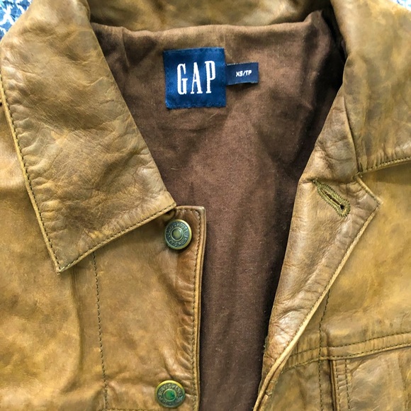 Vintage GAP Genuine Brown Leather Jacket - Picture 2 of 2